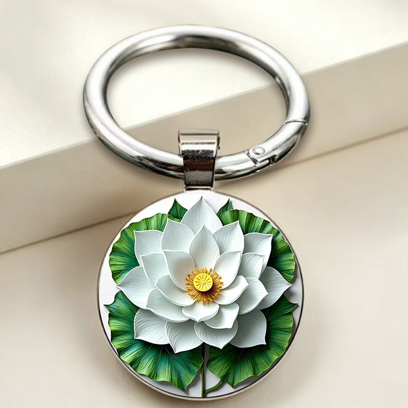 Realistic Semi-Realistic White Lotus Keychain